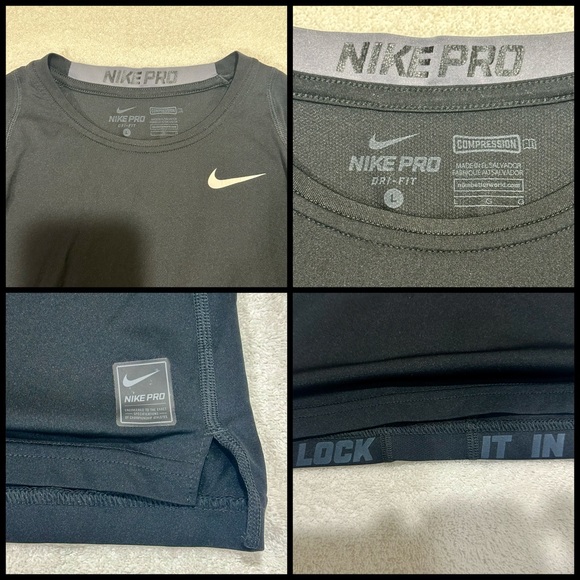 Nike DriFt 🏏🥅⛳️💯✅Long Sleeve Compression Shirt Large Black One Owner 👌🏼☀️🌟 - Picture 7 of 16